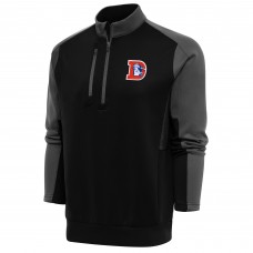 Кофта с длинным рукавом на короткой молнии Denver Broncos Antigua Team Logo Throwback Team- Black/Charcoal