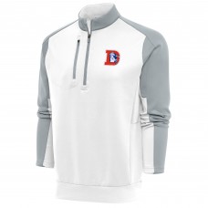 Кофта с длинным рукавом на короткой молнии Denver Broncos Antigua Team Logo Throwback Team- White/Silver