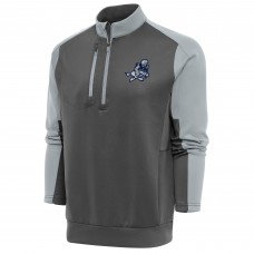 Кофта с длинным рукавом на короткой молнии Dallas Cowboys Antigua Team Logo Throwback Team- Charcoal/Silver