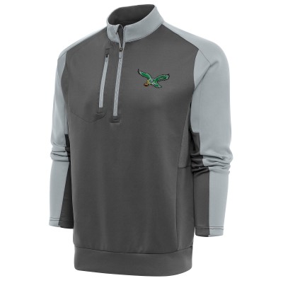 Кофта с длинным рукавом на короткой молнии Philadelphia Eagles Antigua Team Logo Throwback Team- Charcoal/Silver
