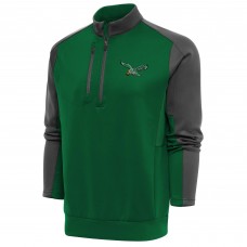 Кофта с длинным рукавом на короткой молнии Philadelphia Eagles Antigua Team Logo Throwback Team- Green/Charcoal