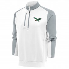 Кофта с длинным рукавом на короткой молнии Philadelphia Eagles Antigua Team Logo Throwback Team- White/Silver