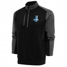 Кофта с длинным рукавом на короткой молнии Detroit Lions Antigua Team Logo Throwback Team- Black/Charcoal