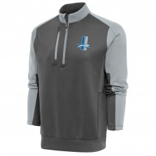 Кофта с длинным рукавом на короткой молнии Detroit Lions Antigua Team Logo Throwback Team- Charcoal/Silver