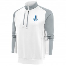 Кофта с длинным рукавом на короткой молнии Detroit Lions Antigua Team Logo Throwback Team- White/Silver