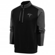 Кофта с длинным рукавом на короткой молнии Carolina Panthers Antigua Team Logo Throwback Team- Black/Charcoal