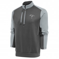 Кофта с длинным рукавом на короткой молнии Carolina Panthers Antigua Team Logo Throwback Team- Charcoal/Silver