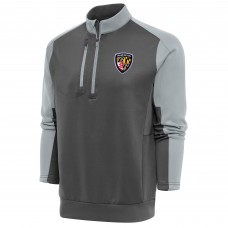 Кофта с длинным рукавом на короткой молнии Baltimore Ravens Antigua Team Logo Throwback Team- Charcoal/Silver