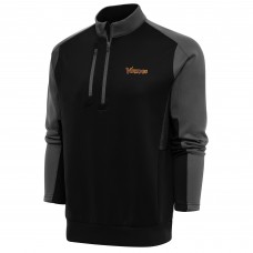 Кофта с длинным рукавом на короткой молнии Minnesota Vikings Antigua Team Logo Throwback Team- Black/Charcoal