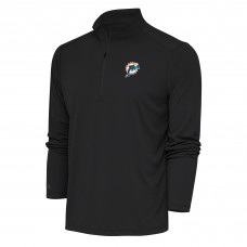 Miami Dolphins Antigua Team Logo Throwback Tribute Quarter-Zip Pullover Top - Charcoal