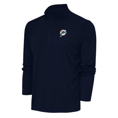 Кофта с длинным рукавом на короткой молнии Miami Dolphins Antigua Team Logo Throwback Tribute- Navy