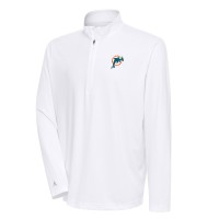 Miami Dolphins Antigua White Team Logo Throwback Tribute Quarter-Zip Pullover Top