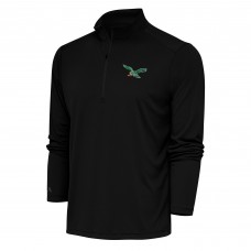 Кофта с длинным рукавом на короткой молнии Philadelphia Eagles Antigua Team Logo Throwback Tribute- Black