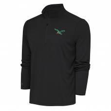 Кофта с длинным рукавом на короткой молнии Philadelphia Eagles Antigua Team Logo Throwback Tribute- Charcoal