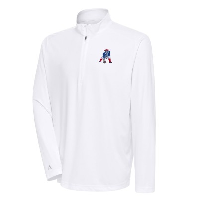 Кофта с длинным рукавом на короткой молнии New England Patriots Antigua Team Logo Throwback Tribute- White