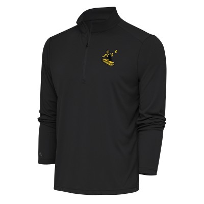 Pittsburgh Steelers Antigua Charcoal Team Logo Throwback Tribute Quarter-Zip Pullover Top