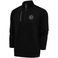 Pittsburgh Steelers Antigua Black Tonal Logo Generation Quarter-Zip Pullover Top