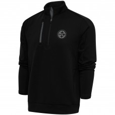 Pittsburgh Steelers Antigua Black Tonal Logo Generation Quarter-Zip Pullover Top
