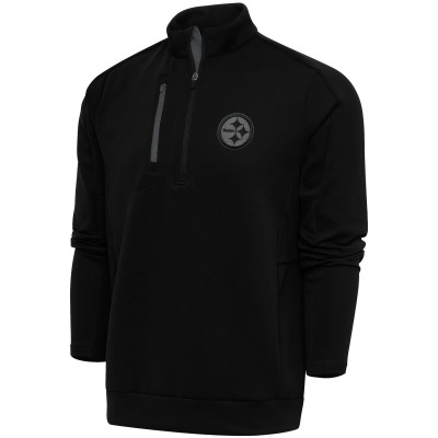Pittsburgh Steelers Antigua Black Tonal Logo Generation Quarter-Zip Pullover Top
