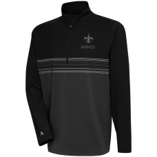 Кофта с длинным рукавом на короткой молнии New Orleans Saints Antigua Tonal Logo Pace- Black