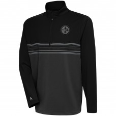 Pittsburgh Steelers Antigua Black Tonal Logo Pace Quarter-Zip Pullover Top