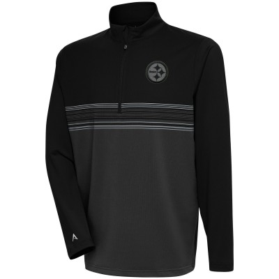 Pittsburgh Steelers Antigua Black Tonal Logo Pace Quarter-Zip Pullover Top