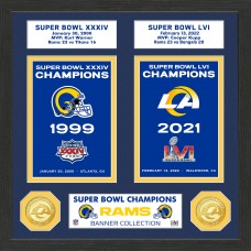 Los Angeles Rams Highland Mint Two-Time Super Bowl Champions Banner Collection 13 x 13 Bronze Coin Photo Mint