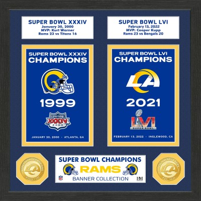 Los Angeles Rams Highland Mint Two-Time Super Bowl Champions Banner Collection 13 x 13 Bronze Coin Photo Mint
