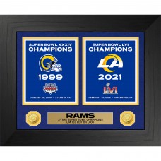Los Angeles Rams Highland Mint Two-Time Super Bowl Champions Deluxe Banner Collection 18 x 22 Gold Coin Photo Mint
