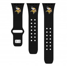 Minnesota Vikings Logo Silicone Apple Watch Band - Black