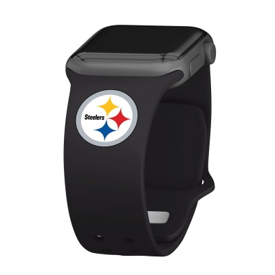 Pittsburgh Steelers Logo Silicone Apple Watch Band - Black