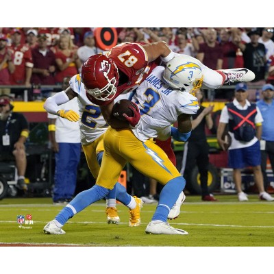 Unsigned Los Angeles Chargers Derwin James Jr. Fanatics Authentic Tackles Travis Kelce Photograph
