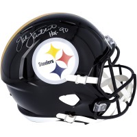 Autographed Pittsburgh Steelers Jack Lambert Fanatics Authentic Riddell Speed Replica Helmet with HOF 90 Inscription