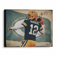 Aaron Rodgers Green Bay Packers Autographed Fanatics Authentic Stretched 20 x 24 Canvas Giclee Print - Designed and Signed by Artist Brian Konnick - Limited Edition of 50