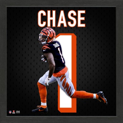 Cincinnati Bengals JaMarr Chase Highland Mint 13 x 13 Jersey Impact Frame