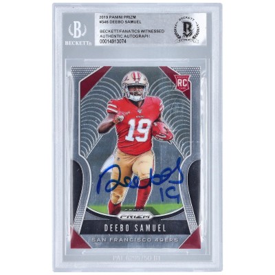 Autographed San Francisco 49ers Deebo Samuel 2019 Panini Prizm #346 Beckett Fanatics Witnessed Authenticated Rookie Card