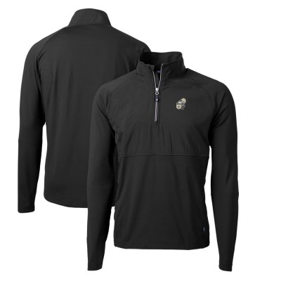 Кофта с длинным рукавом на короткой молнии New Orleans Saints Cutter & Buck Adapt Eco Knit Hybrid Recycled Throwback - Black