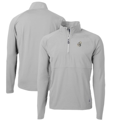 New Orleans Saints Cutter & Buck Gray Adapt Eco Knit Hybrid Recycled Quarter-Zip Throwback Pullover Top