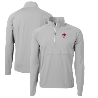 Пуловер Buffalo Bills Cutter & Buck Gray Adapt Eco Knit Hybrid Recycled Quarter-Zip Throwback Top