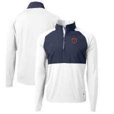 Пуловер Chicago Bears Cutter & Buck White/Navy Adapt Eco Knit Hybrid Recycled Quarter-Zip Throwback Top