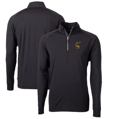 Pittsburgh Steelers Cutter & Buck Black Adapt Eco Knit Stretch Recycled Quarter-Zip Throwback Pullover Top