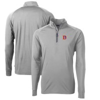 Denver Broncos Cutter & Buck Gray Adapt Eco Knit Stretch Recycled Quarter-Zip Throwback Pullover Top