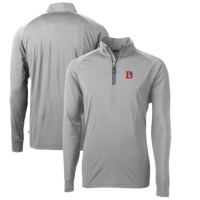 Denver Broncos Cutter & Buck Gray Adapt Eco Knit Stretch Recycled Quarter-Zip Throwback Pullover Top