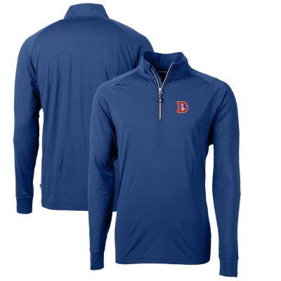 Denver Broncos Cutter & Buck Royal Adapt Eco Knit Stretch Recycled Quarter-Zip Throwback Pullover Top
