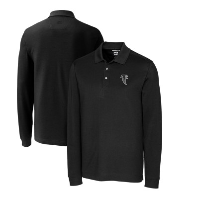 Поло Atlanta Falcons Cutter & Buck Advantage Tri-Blend Pique Long Sleeve Throwback - Black