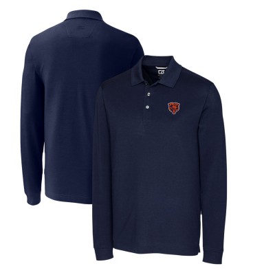 Поло с длинным рукавом Chicago Bears Cutter & Buck Advantage Tri-Blend - Navy