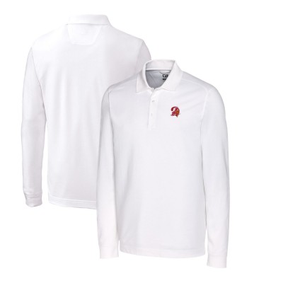 Поло Tampa Bay Buccaneers Cutter & Buck Advantage Tri-Blend Pique Long Sleeve Throwback - White