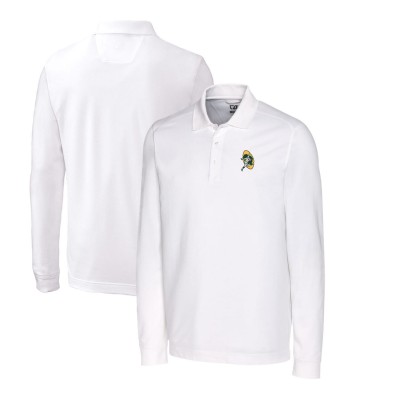 Поло Green Bay Packers Cutter & Buck Advantage Tri-Blend Pique Long Sleeve Throwback - White