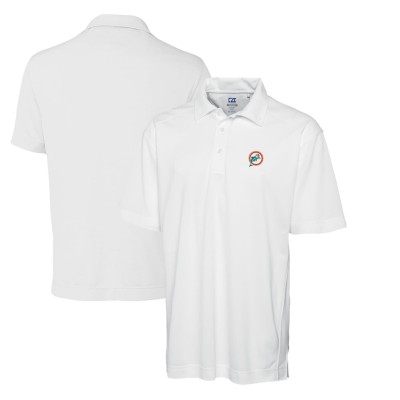 Поло Miami Dolphins Cutter & Buck Throwback Logo DryTec Genre Textured Solid - White