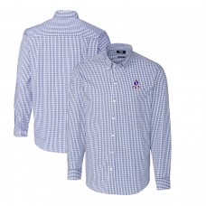 New England Patriots Cutter & Buck Throwback Logo Easy Care Stretch Gingham Long Sleeve Button-Down Shirt - Royal